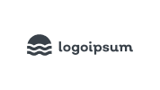 A minimalist logo featuring a half-circle with three wavy lines below it, next to the text "logoipsum" in a sans-serif font on a light background.